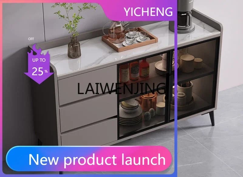 LYY  living room rock slab custom dining room kitchen wall glass door storage tea cabinet