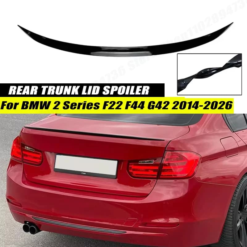 120CM Gloss Black Soft Rubber Rear Spoiler Lip Splitter 5D Carbon Look Car Accessories For BMW 2 Series F22 F44 G42 2014-2026