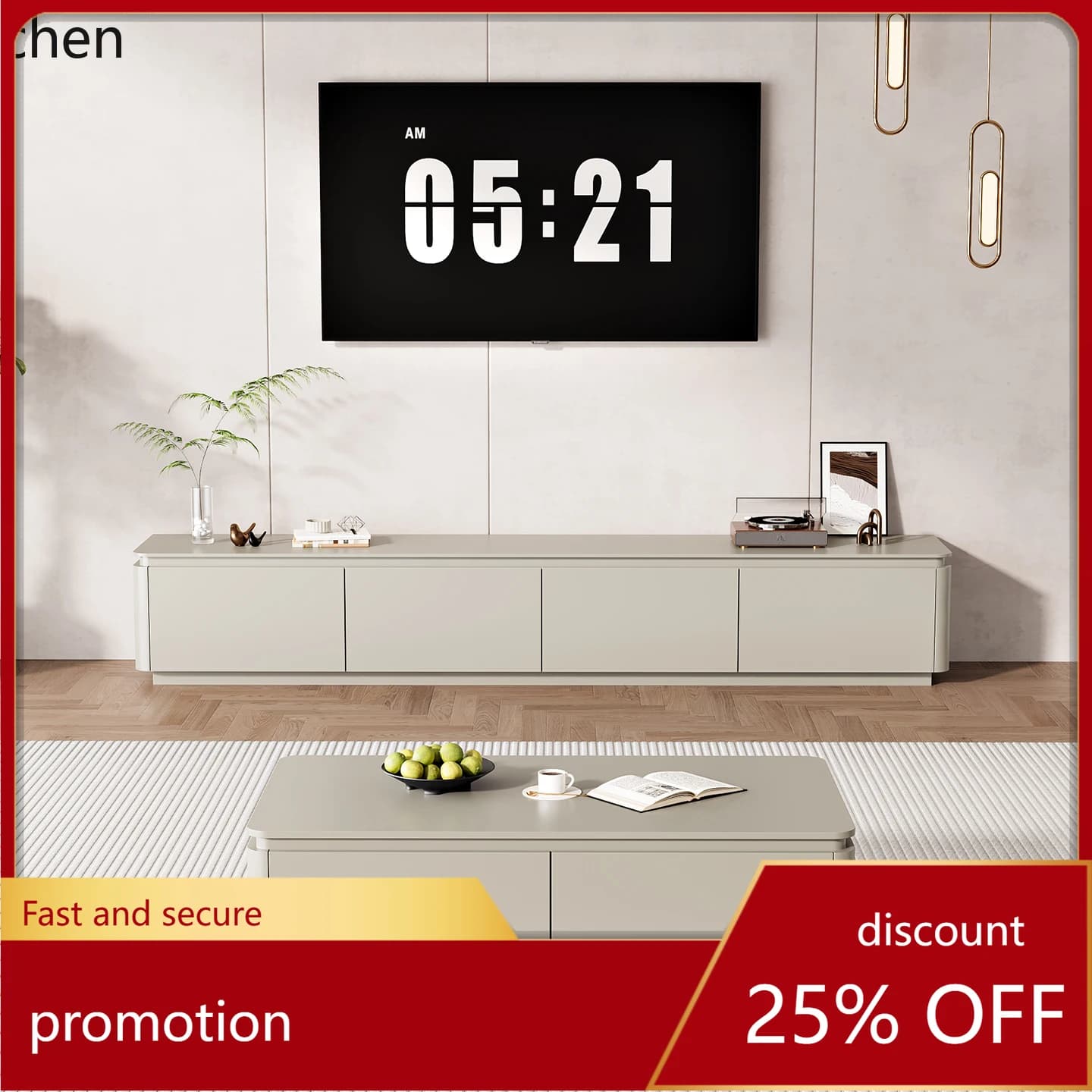 Modern Minimalist High-End Feel Internet Celebrity Living Room Home Coffee Table TV Cabinet Set