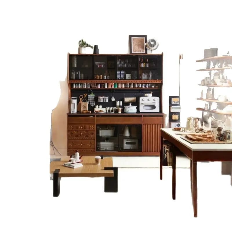 Solid wood dining side cabinet integrated against the wall, cabinet combination cabinet, living room locker, high cabinet