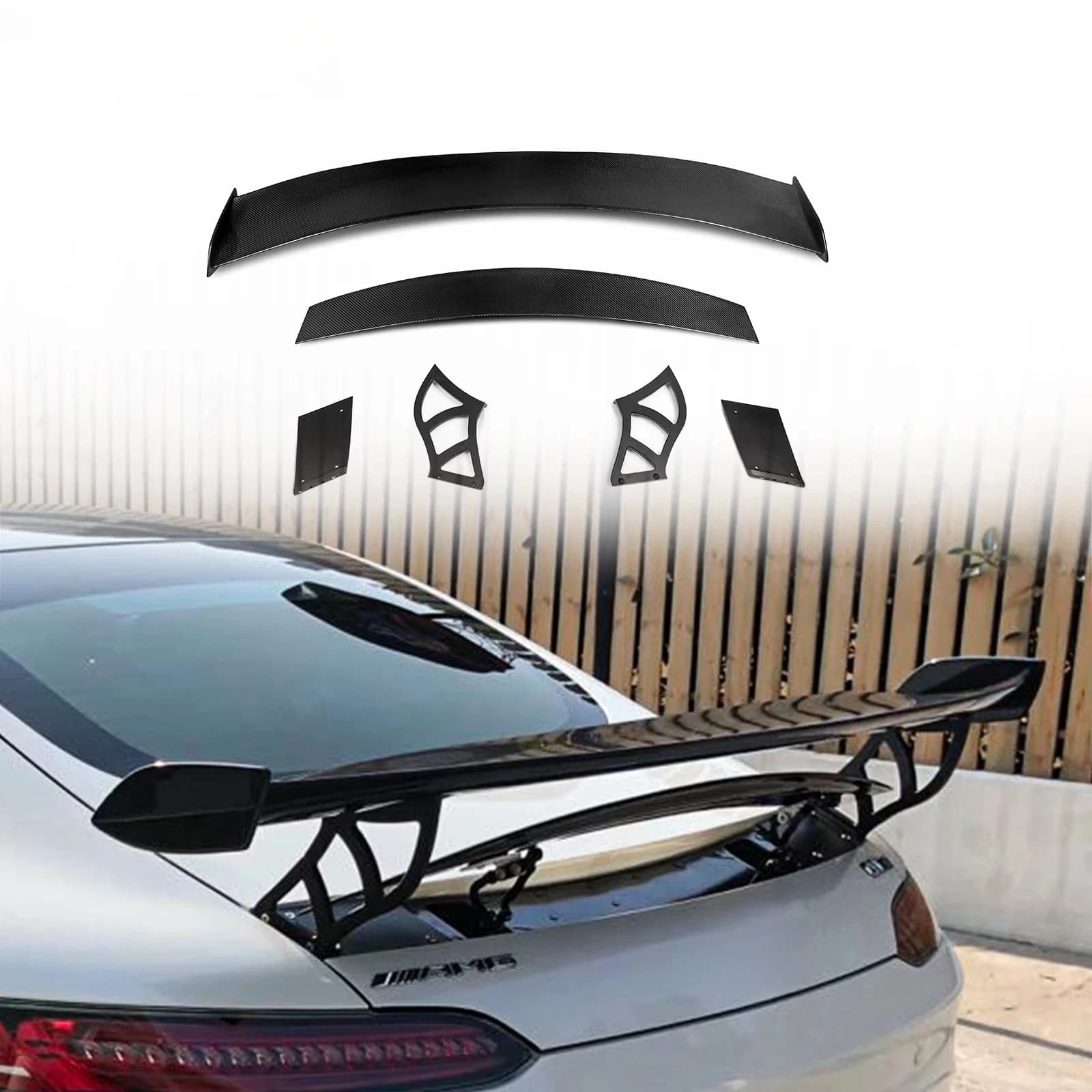 Paktechz Prepreg Carbon Fiber Body Kit Rear Wing Spoiler for Mercedes Benz AMG GT GTS GTC C190 Ver1