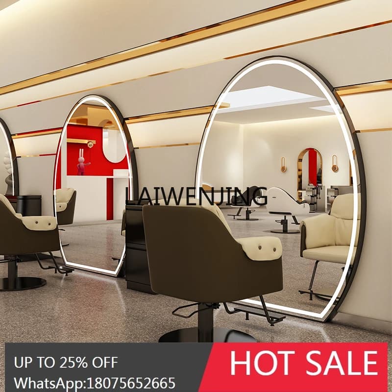 vertical large goose egg shape with cabinet hairdresser  table hair cutting mirror