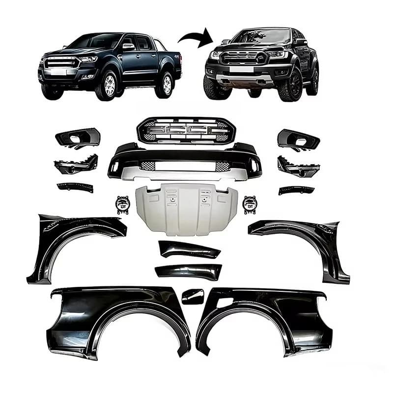 Plastic New Condition Upgrade Body Kit Front Rear Bumper Auto Exterior Car Parts For 2020 Ford Ranger Raptor Tuning Accessories