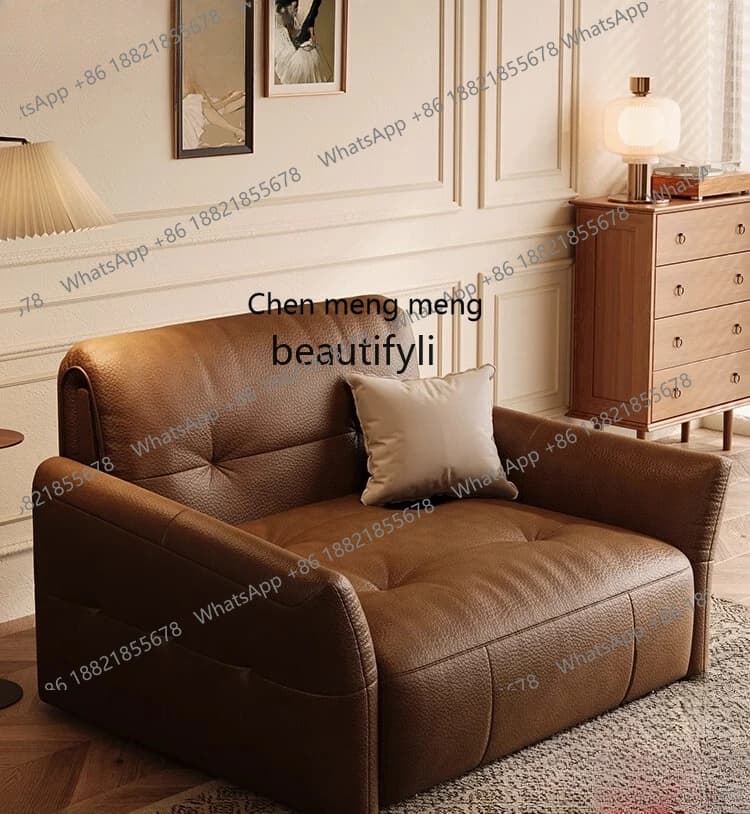 X  Retro electric sofa bed, study foldable retractable living room multi-functional dual-purpose single double small apartment