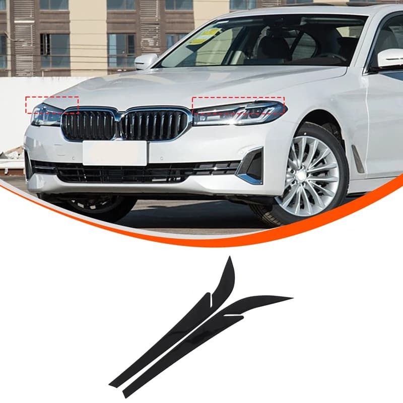 Headlight Eyelid Trim Sticker Front Head Light Eyebrow Molding Front Lamp Eyelid Decor Sticker For BMW 5 Series G30 2018-2023