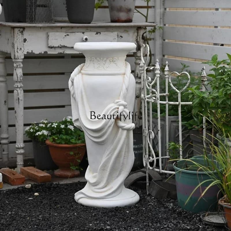 X4 European retro Roman column flower pot ornament base flower stand sculpture antique outdoor pillar