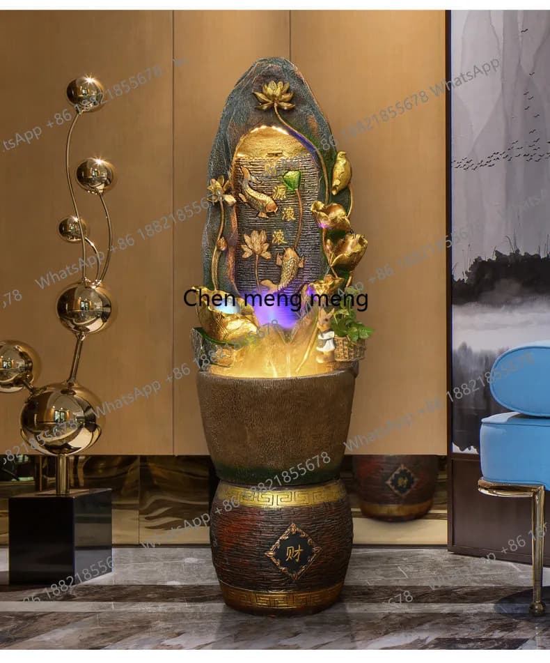Rockery flowing water fountain living room water curtain wall floor ornament entrance