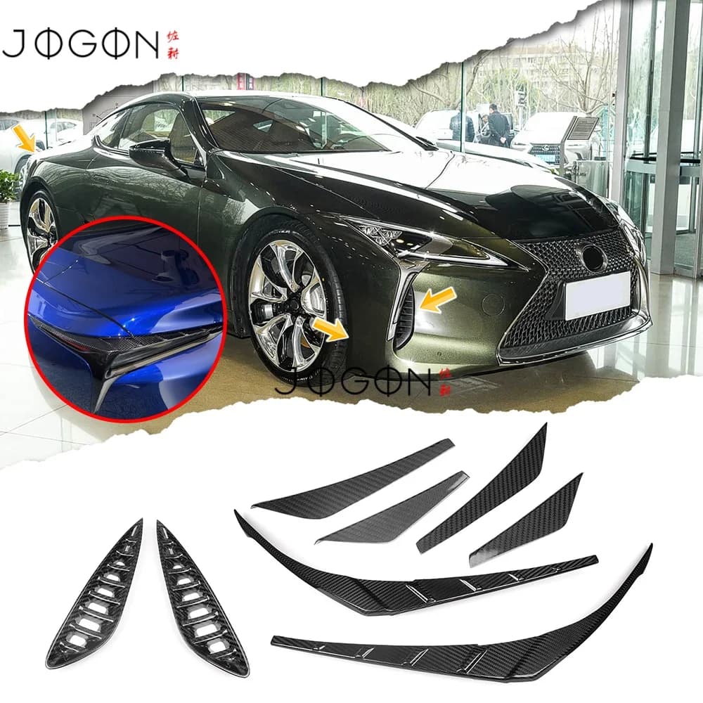 Carbon For Lexus LC500 500h 2018-2026 Car Front Bumper Side Fins Canards Air Vent Intake Rear Tail Light Lamp Strip Cover Trim