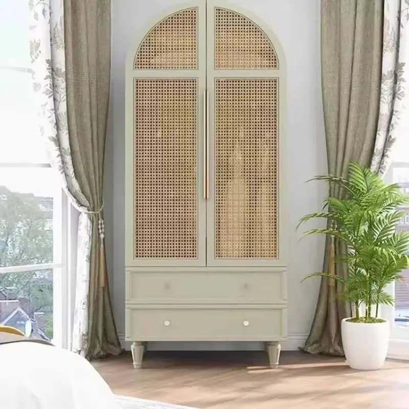 Nordic Luxury Rattan Wardrobes Drawers Aesthetic Modern Storage Wardrobe Organizer Clothes Stylish Guarda Roupa Furniture
