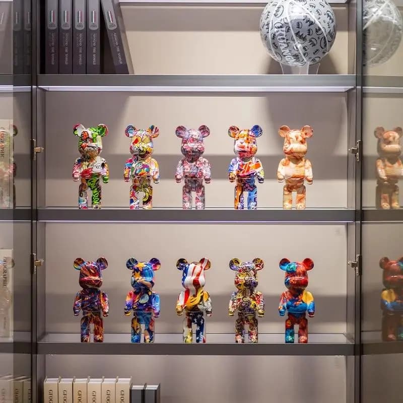 26cm Graffiti Bear Living Room Ornaments High-end Home Furnishing TV Cabinet Wine Cabinet Decorations Abstract Decoration