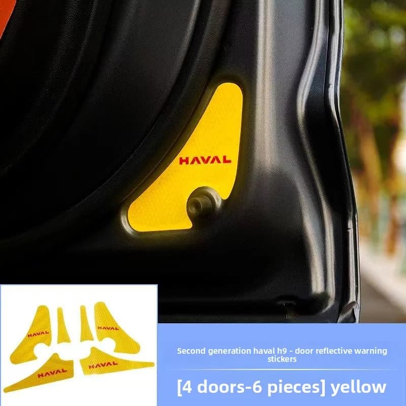 For Haval H9 2024 Car Door Reflective Stickers Warning Stickers Auto Night Reflective Strips Safety Reminder Stickers