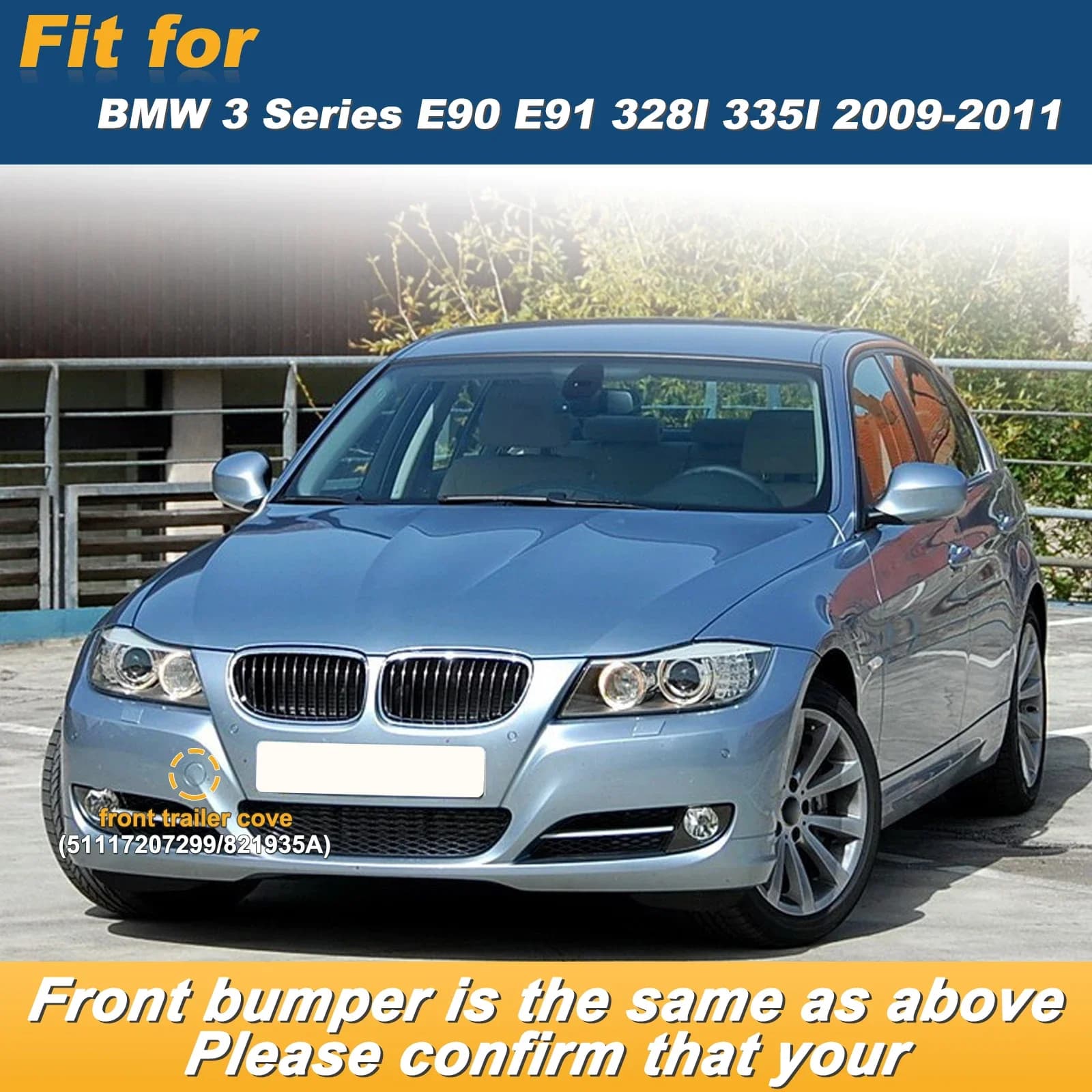 For BMW 3 Series E90 E91 2009 -2012 Front Bumper Tow Hook Eye Cover Cap Part 51117207299 for 328I 335I Models