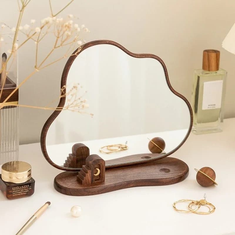 Black Walnut Metal Vintage Design Makeup Mirror Girl