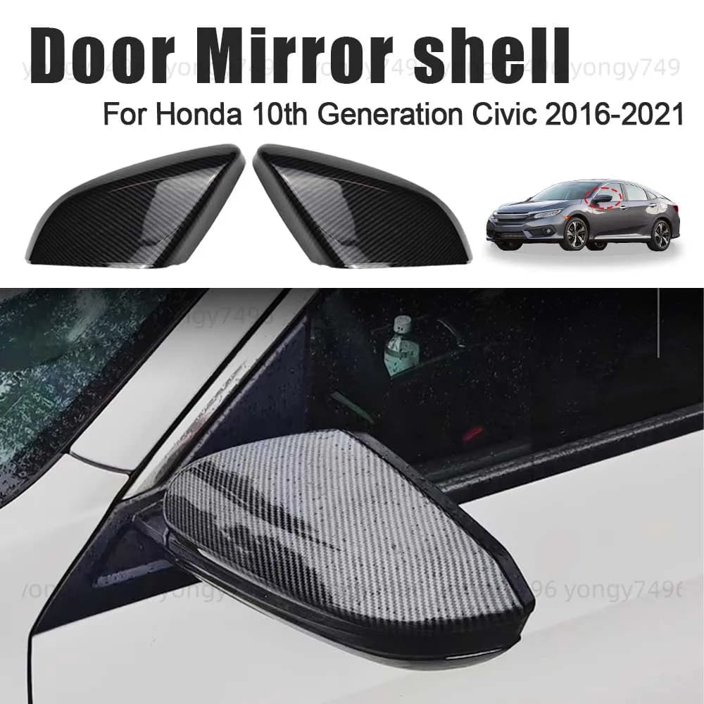Cars Accessories Door Mirror Shell For Honda 10th Generation Civic 2016 2017 2018 2019 2020 2021 Carbon Fiber Protective Cover