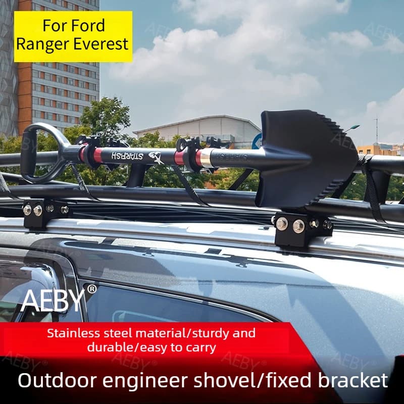 For Ford Ranger Everest 2015-2021 Heavy duty shovel rack for roof rack,Roof frame engineer shovel fixing bracket,Accessories