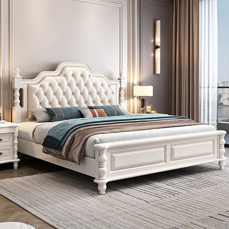Wooden White Double Bed Board Couples Large Base Frame Floating Double Bed Size Adults Luxury Cama Casal Furniture For Home