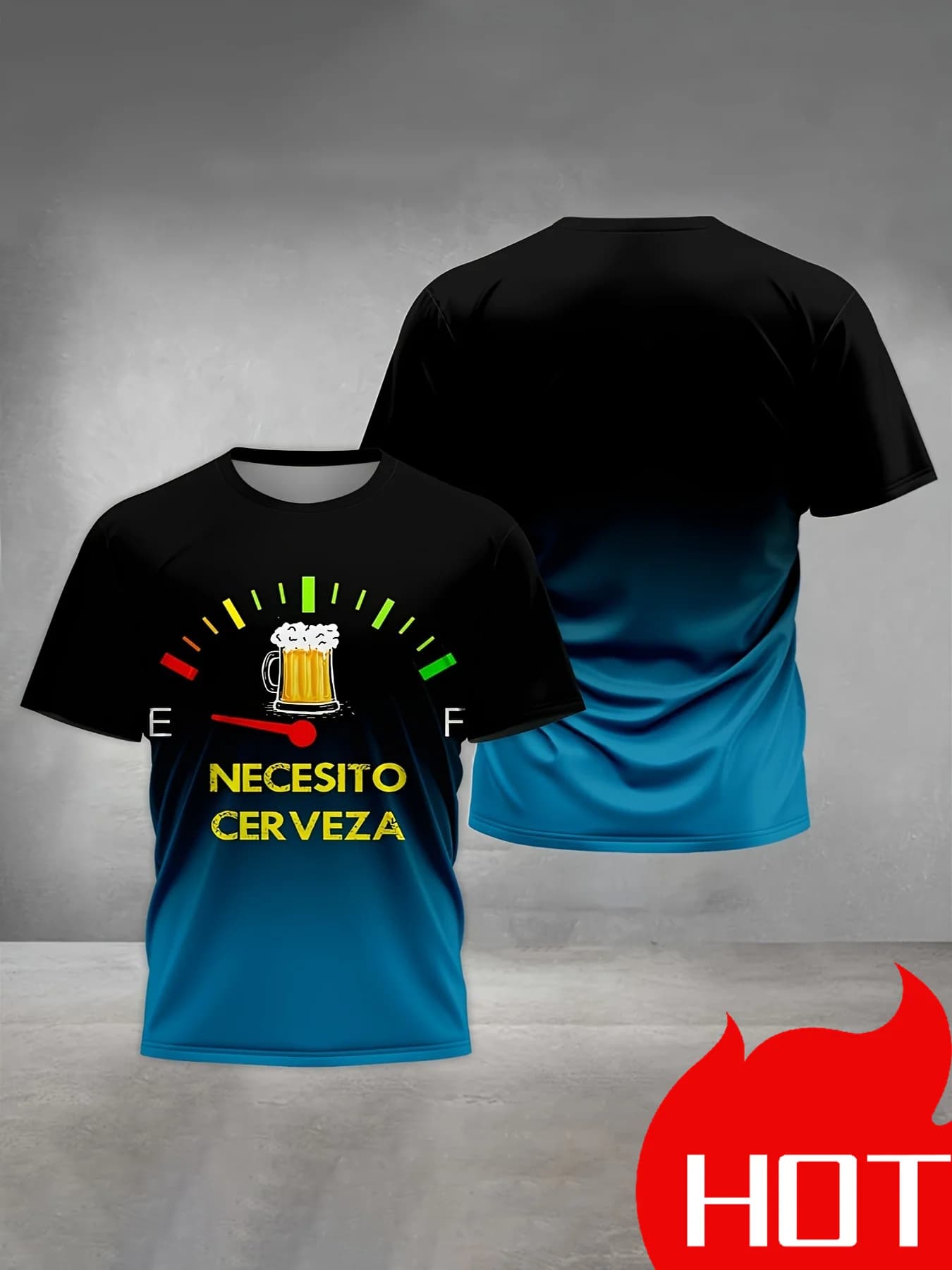 Funny Beer Graphic T-Shirt for Men Black Gradient Casual Tee Short Sleeve Crewneck Humor Drinking Shirt for Party and Daily Wear