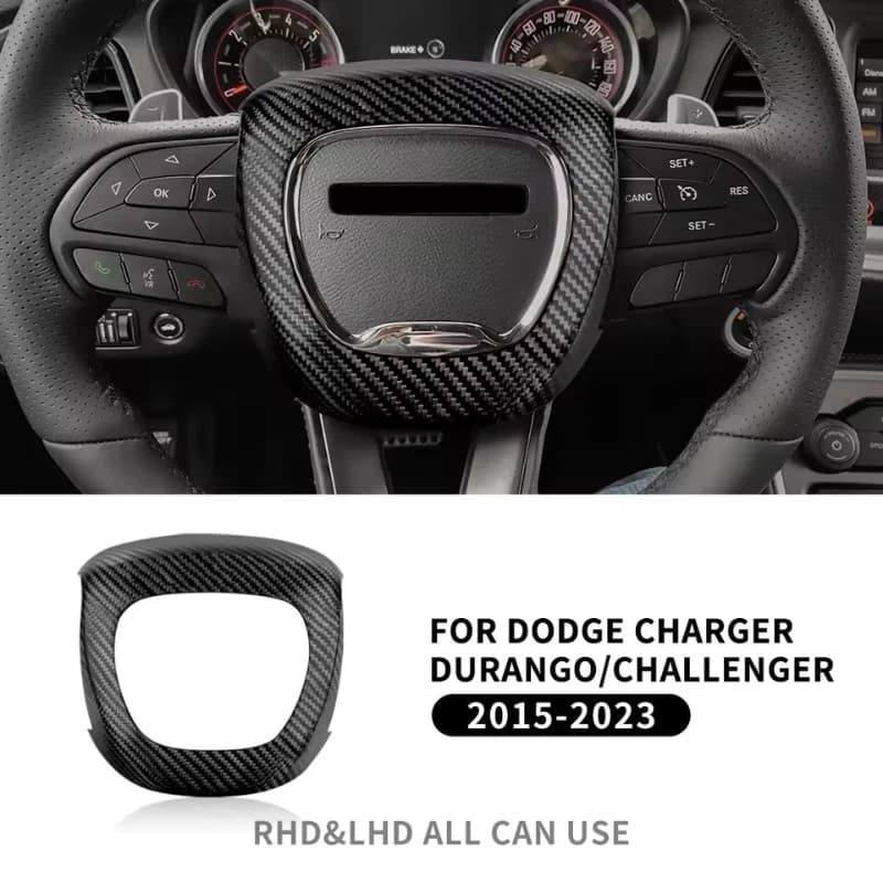 Steering Wheel Horn Cover For Dodge Charger 2015-2023 Carbon FIber Airbag Cover Decoration Panel Shell