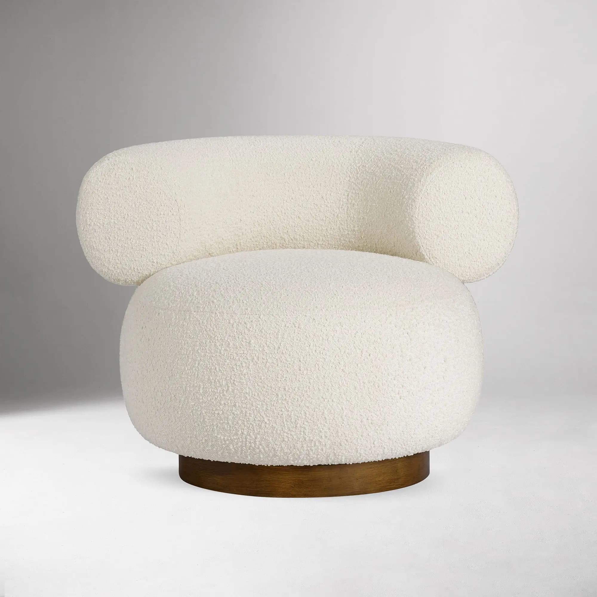 ！@Modern Fabric Rounded Swivel Chair Living Room Chair Single Sofa Chair for Bedroom Hotel