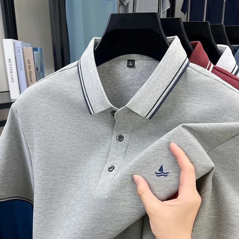 100% Cotton Summer Men's Brand Embroidered Short Sleeve New Fashion Golf Polo Shirt Breathable Comfortable T-Shirt Top