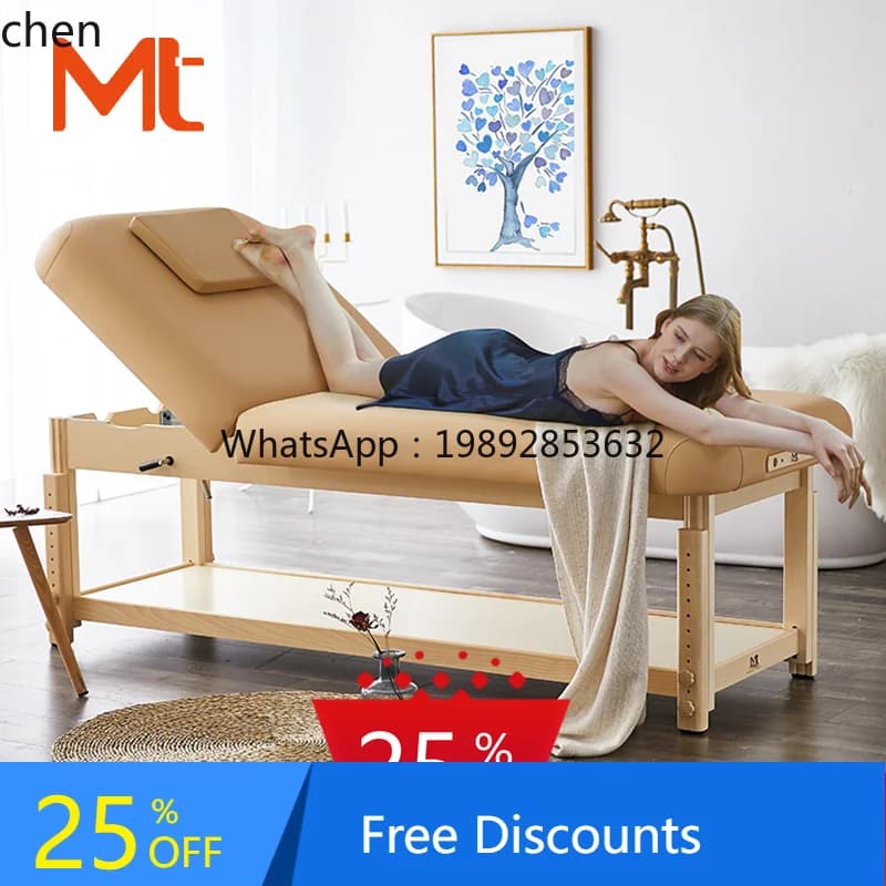 AA Solid wood hatchback bed beauty wooden massage bed physiotherapy beauty salon bed