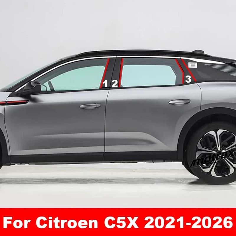 For Citroen C5X 2021 2022 2023 2024 2025 2026 Car Pillar Posts Door Window Trim Cover Window Decorative Cover BC Column Sticker