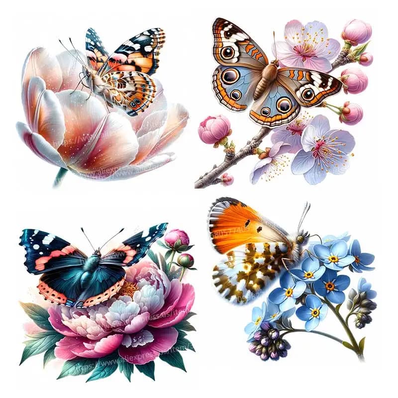 Beautiful Butterfly Flower Wall Sticker Bathroom Toilet Decor Living Room Cabinet Refrigerator Home Decoration Decals M1285