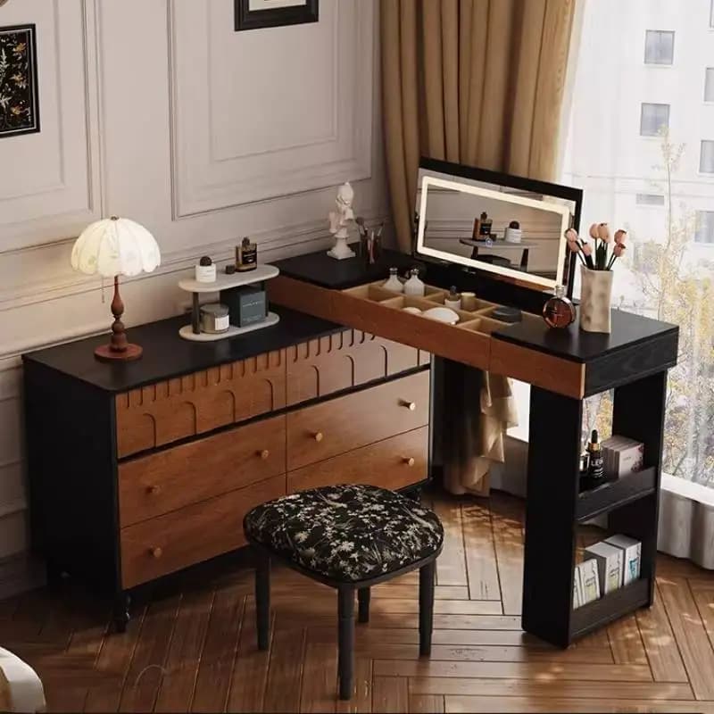 Essentials Shelves Vanity Desk Makeup Shelves Adult Drawers Dressing Table Makeup Room Stuff Coiffeuse De Chambre Furnitures