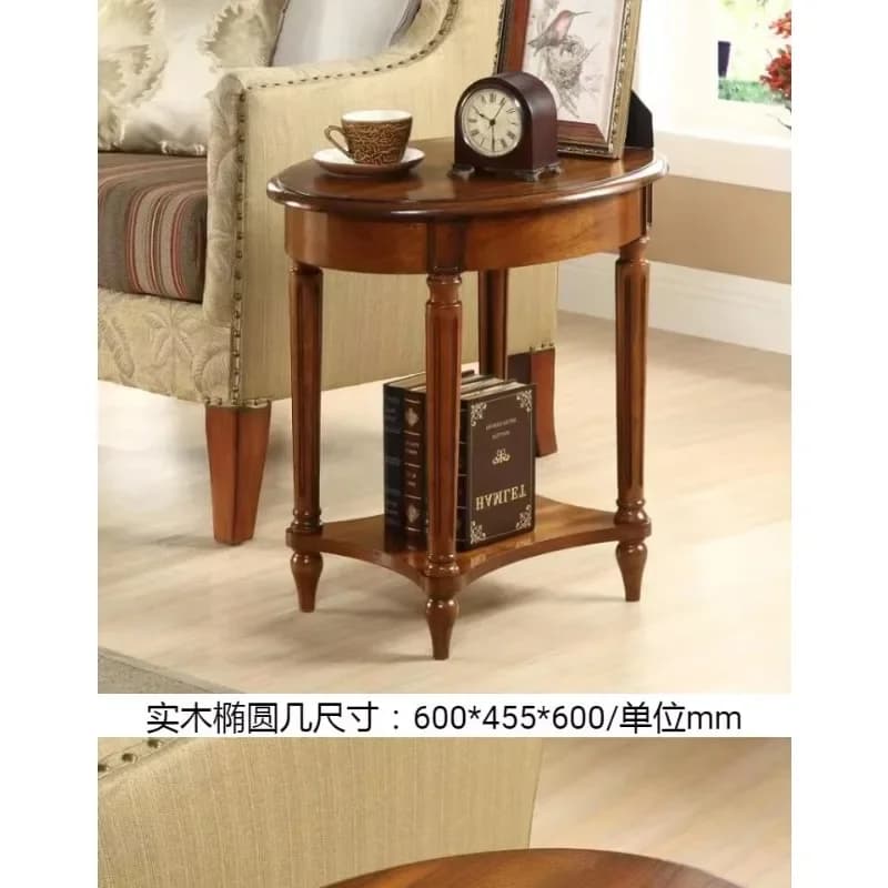 bj-c6 American solid wood living room sofa European retro apartment furniture small round table