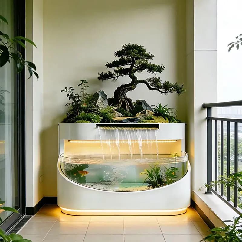 BJ-2 stainless steel fish tank finished product custom water ornament indoor and outdoor courtyard balcony living room