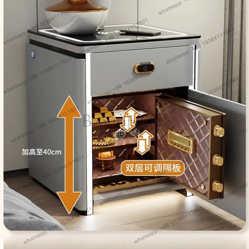 LJY Home intelligent multifunctional wireless charging safe bedside tablehome comodino bedroom furniture for adult Side table No