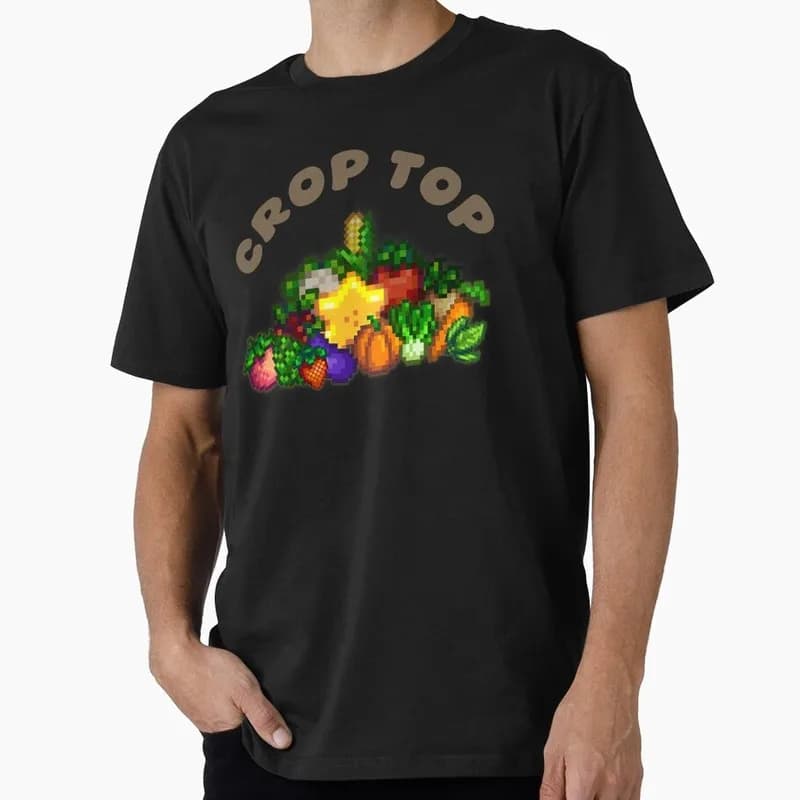 Crop Top Stardew valley Cute Cartoon RPG Video game Gift T Shirt for Gamer Short sleeve Graphic Clothes All Size Tops