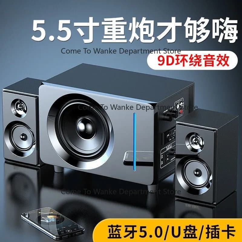 Computer Speakers Desktop Home Wireless Bluetooth Speaker with Extra Bass, High Volume, High-Quality Sound, Compact Size