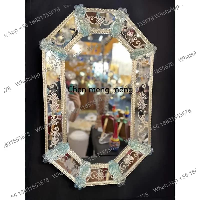 Retro European light luxury oval modern makeup mirror silk, border wall-mounted decorative mirror