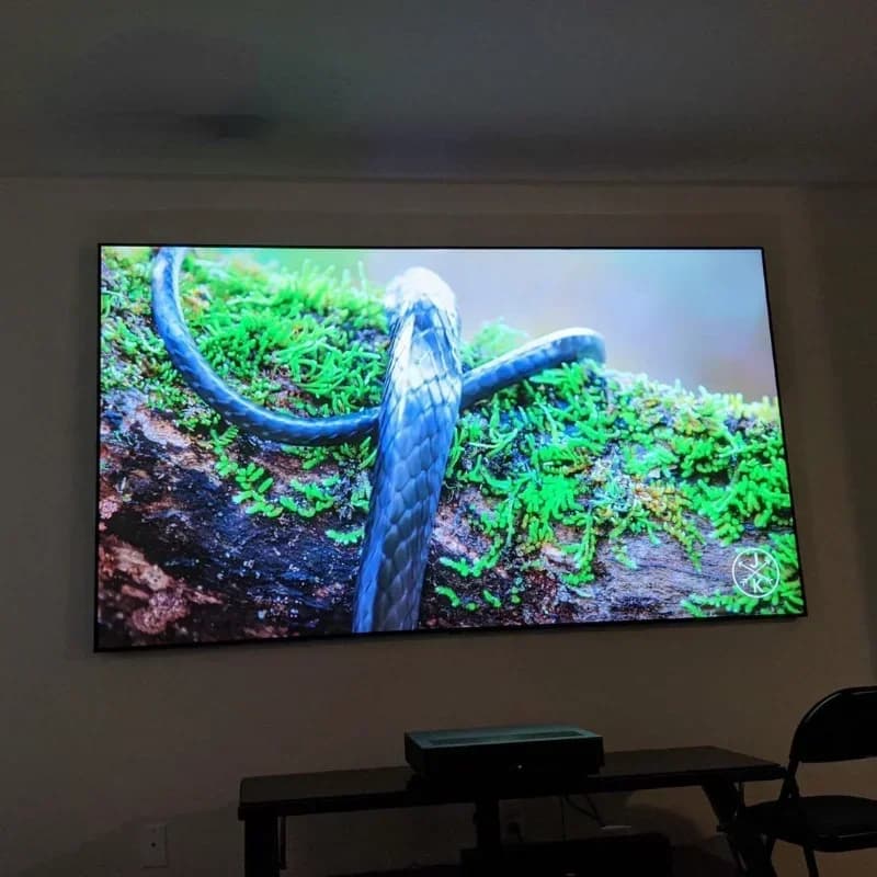 PET Crystal CBSP 4K 120" fixed frame ultra short throw ust clr screen ambient light rejecting alr pet projector screen