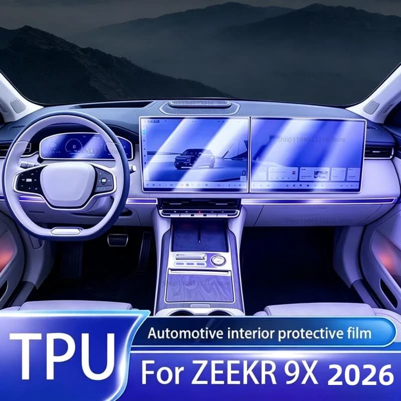 Transparent TPU Protective Film Anti-scratch For ZEEKR 9X 2026 Car Interior Center Console Dashboard Navigation Pre-cut PPF