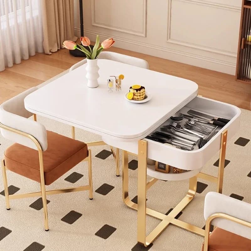 z Simple White Dining Table Waterproof Folding Chair Design Living Room Dining Table Modern Storage Mesas  Home Furnitur z