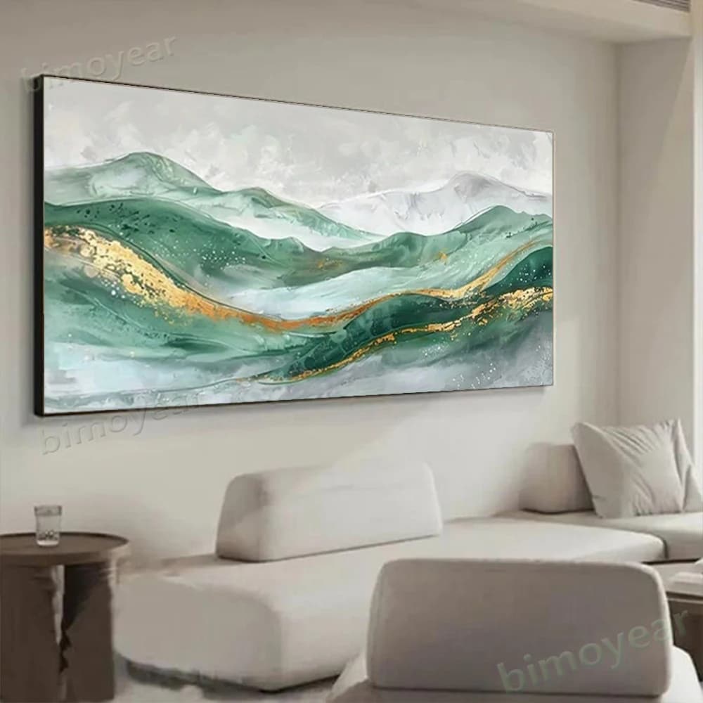 Hand Painted Abstract Oil Painting Golden Mountain Landscape Wall Art Picture On Canvas Mural For Living Room Home Decor Paint