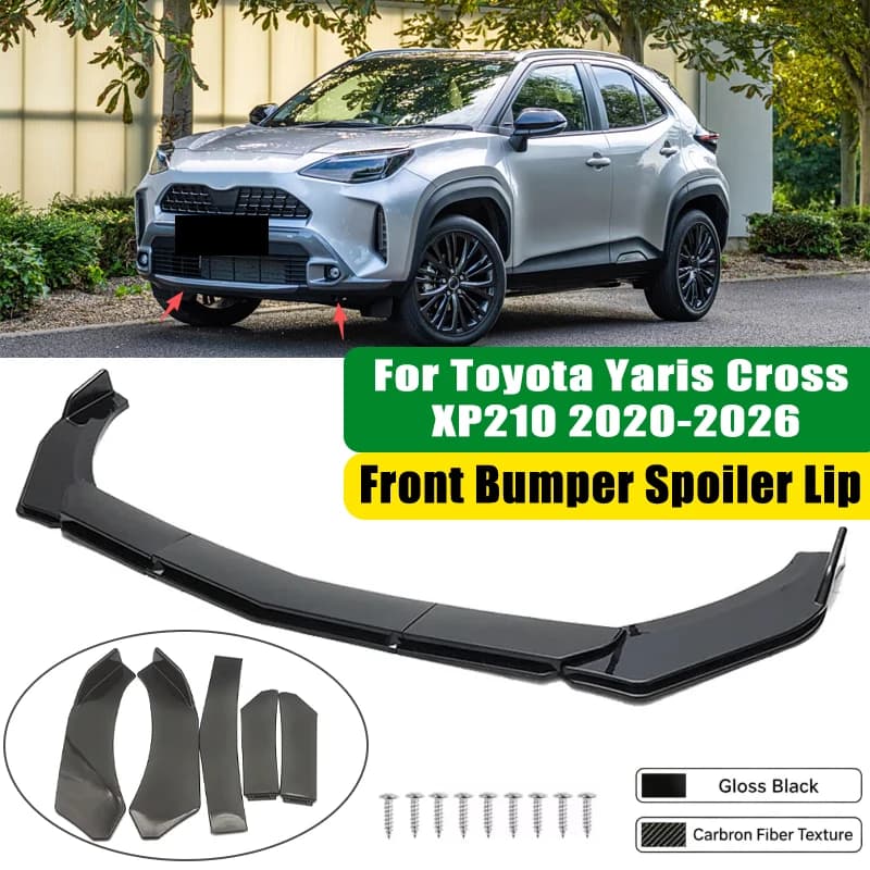 For Toyota Yaris Cross XP210 2020-2026 5Pcs ABS Car Front Bumper Lip Spoiler Splitter Body Kit Canard Tuning Accessories
