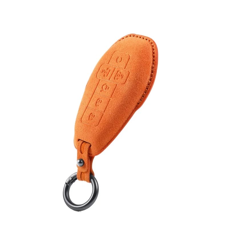 Premium Suede Leather Key Cover Case for Denza D9 (2024) - Protective Key Fob Shell Keybag Keychain