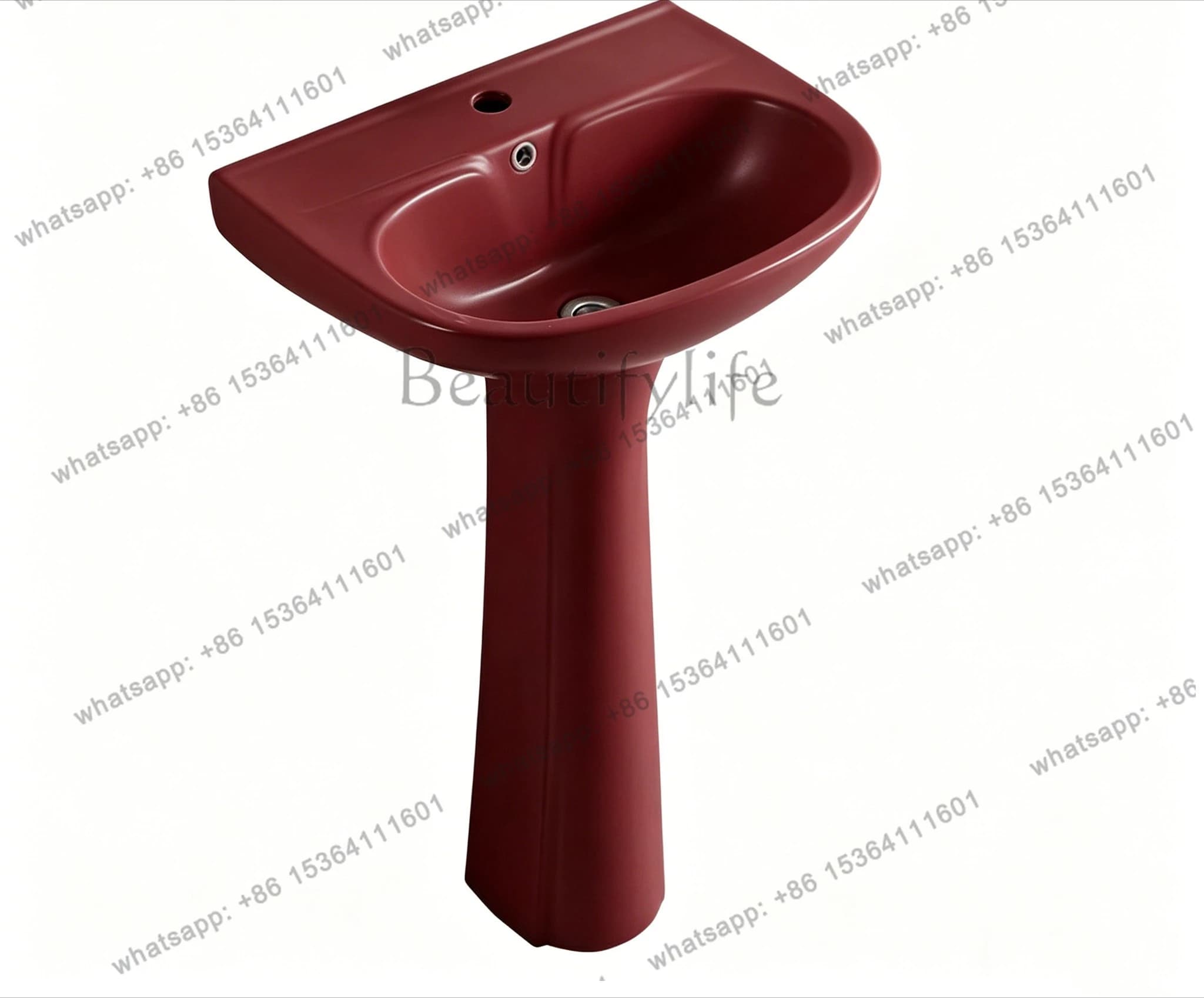 Burgundy ceramic column basin, single basin, modern simplicity and advanced sense, support customization