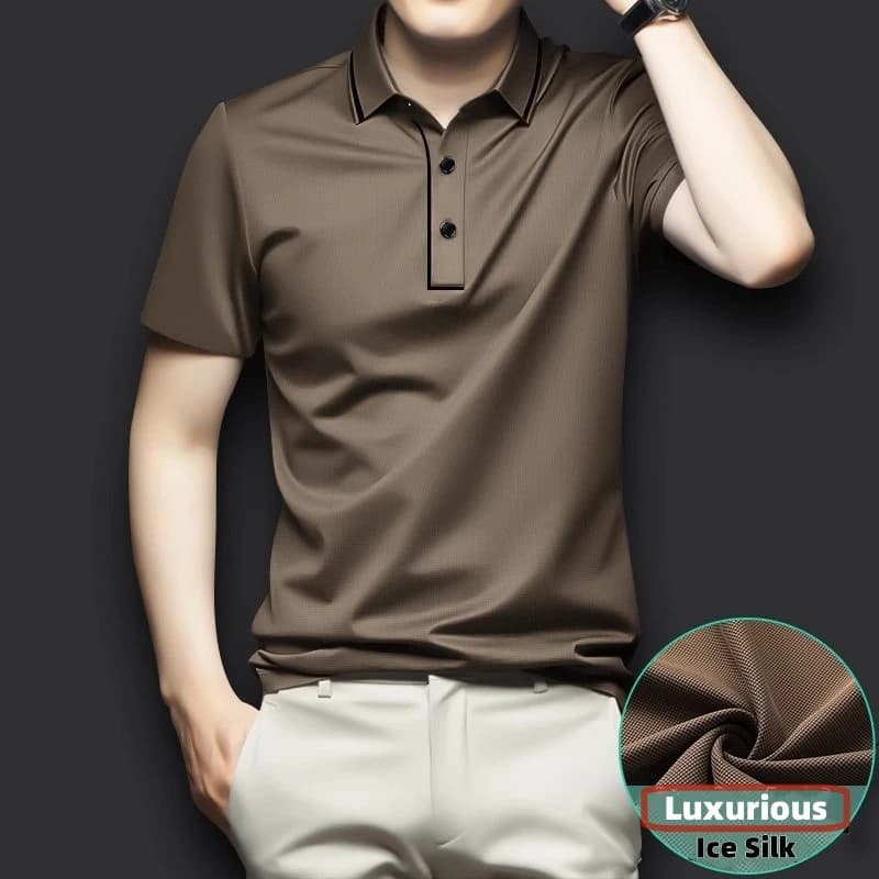 Light Luxurious Man Polo Shirts Youth High End Quality Casual Shirt Ice Silk Cool Feel Top & Tees 7A Antibacterial Plus Size 8XL