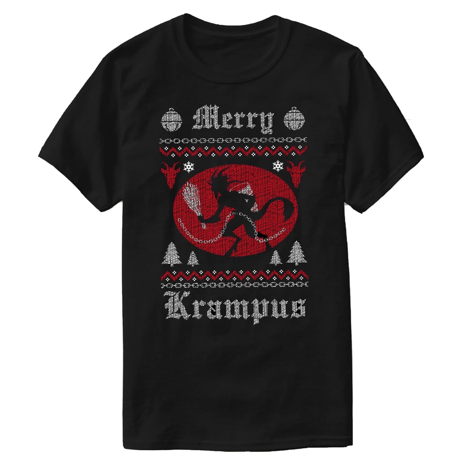 Merry Krampus Horror Ugly Christmas Sweater Evil Xmas Gift T-Shirt 100% Cotton O-Neck Short Sleeve Summer Casual Mens T-shirt
