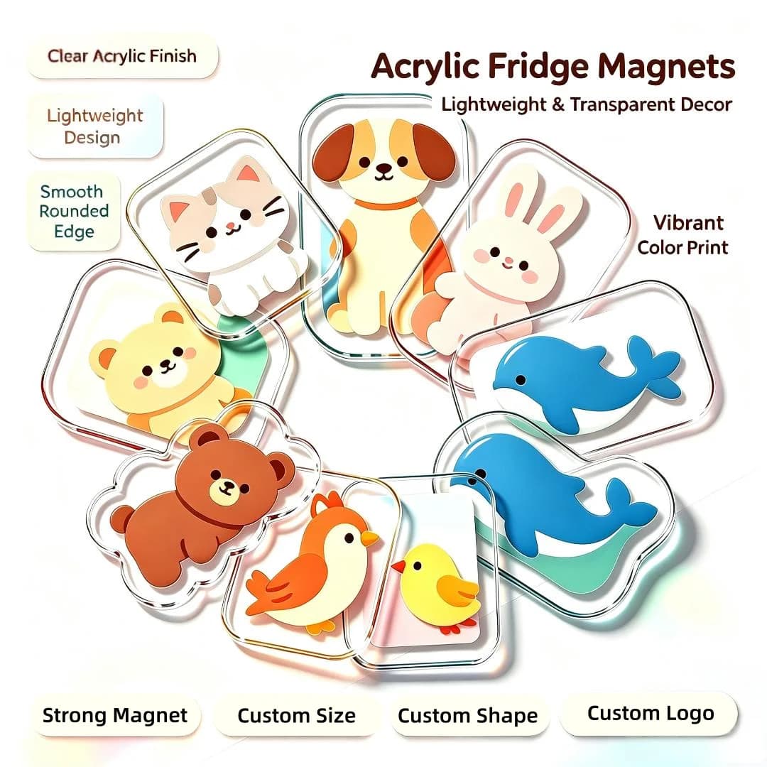 Hot Selling Cute Cartoon Printed Acrylic Fridge Magnet Cultural-creative Fridge Magnet Handmade Strong Magnetic Refrigerator Kit