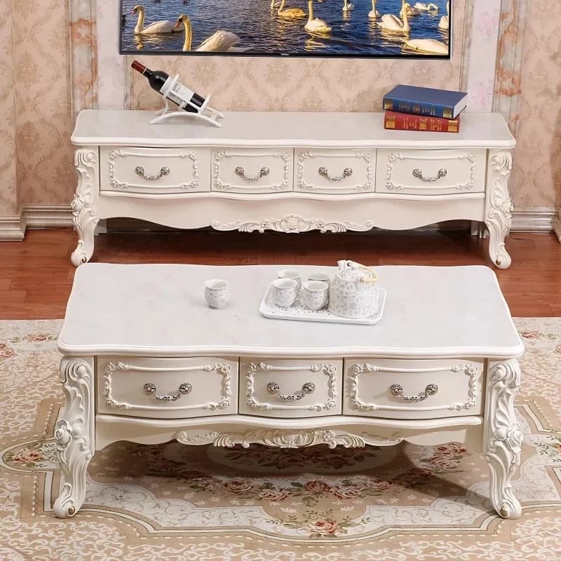 Luxury European Coffee Table Glam Design Classic Carve Coffee Table Nordic Modern Table Basse De Salon Furniture Living Room