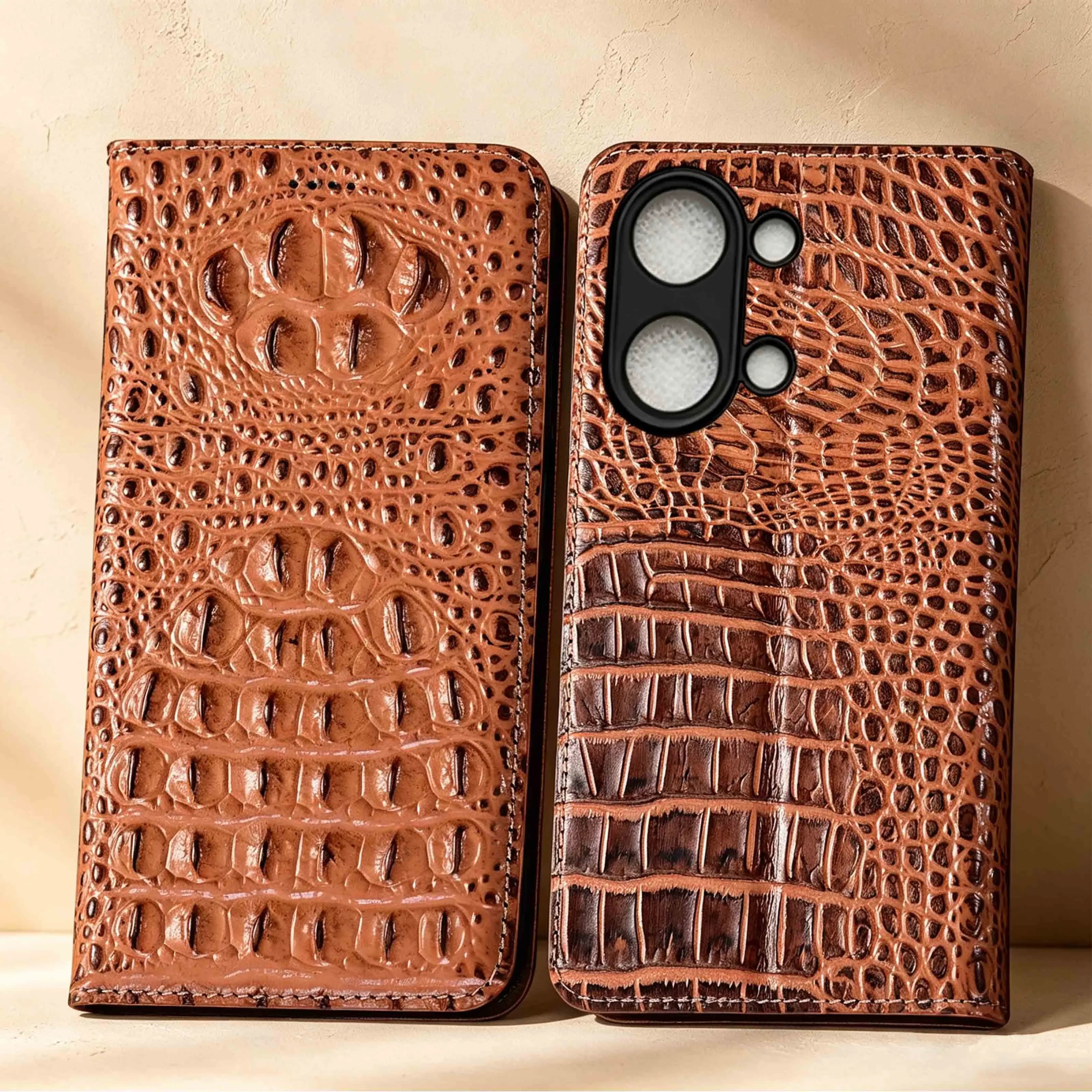 Crocodile Claw Pattern For Redmi Turbo 3 4 5 10C 10A 12 12C 13 13C 13R 14C 14R 15 4G 5G Genuine Leather Flip Phone Case Cowhide