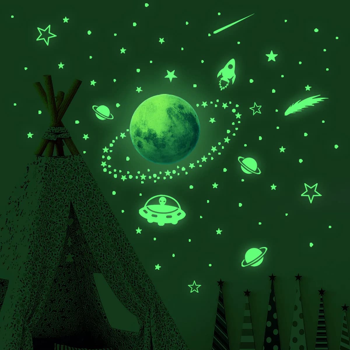 Luminous Moon Stars Wall Stickers Glow In The Dark For Children's Room Kids Bedroom Ceiling Fluorescent Decals Room Decor