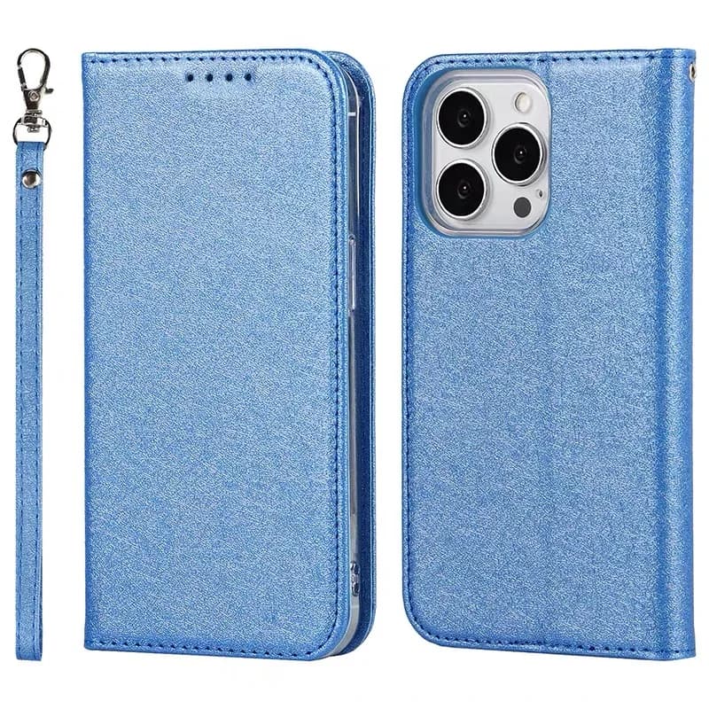 For iPhone 16 15 Pro XR XS Max 11 12 13 14 Pro Max Leather Silk Magnetic Flip Wallet Case Kickstand Cover Luxury Silicone Coque