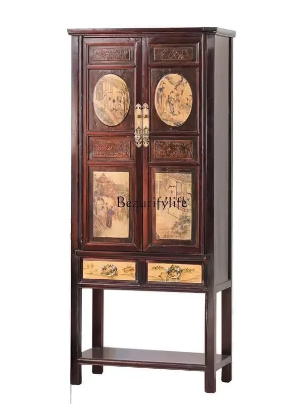 LJYMing and Qing bookcases new Chinese antique classic painted vertical cabinets old retro furniture