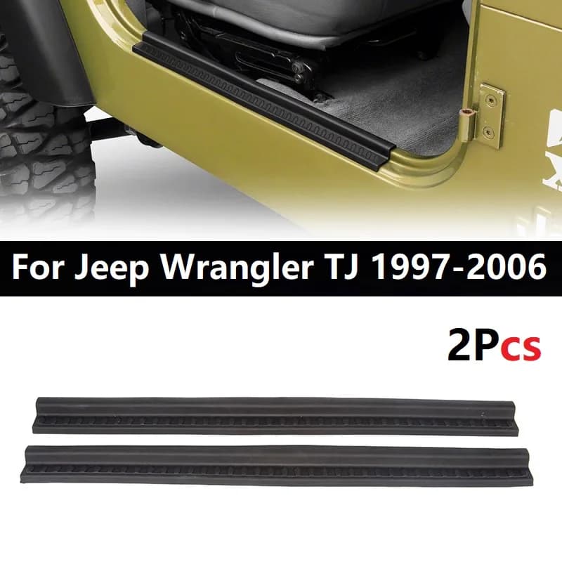 2PCS Rubber Car Door Sill Scuff Plate Entry Guard Trim For Jeep Wrangler TJ 1997-2006 Styling Accessories
